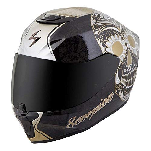 Scorpion EXO-R420 Full-Face Helmet Sugarskull Black/Gold! X-Small (More Size Options)