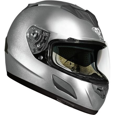 Vega Insight Full Face Helmet with Quick Release Chin Strap (Silver, Large)