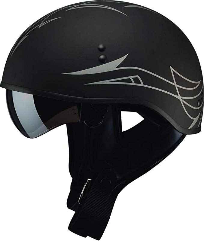 GMAX G1658076 unisex-adult full-face-helmet-style Helmet (Gm65 Pin Naked Half) (Flat Black/Dark Silver, Large)
