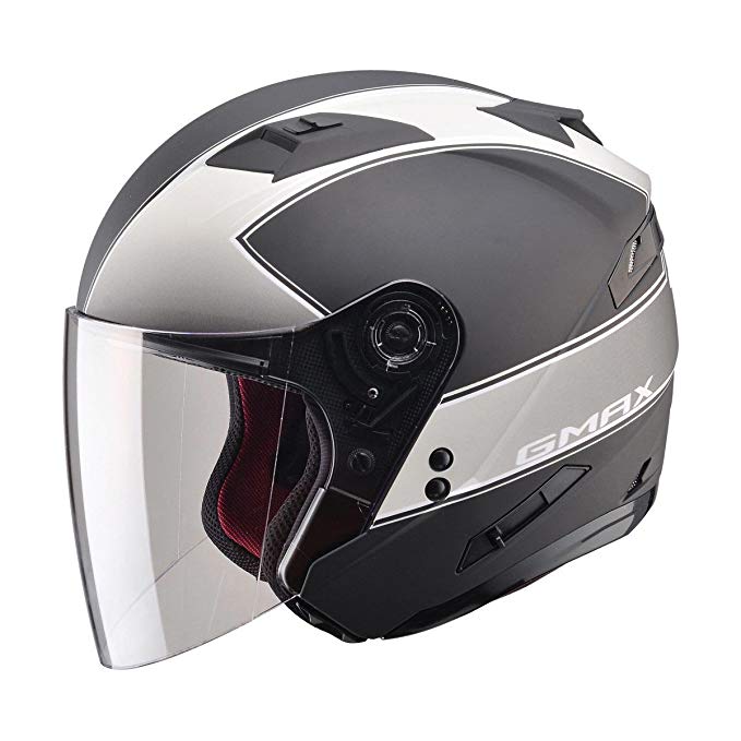 GMax OF77 Classic Matte Black/Silver Open Face Helmet - 2X-Large
