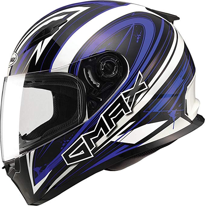 Gmax FF49 Warp Full Face Street Helmet (White/Blue, Medium)