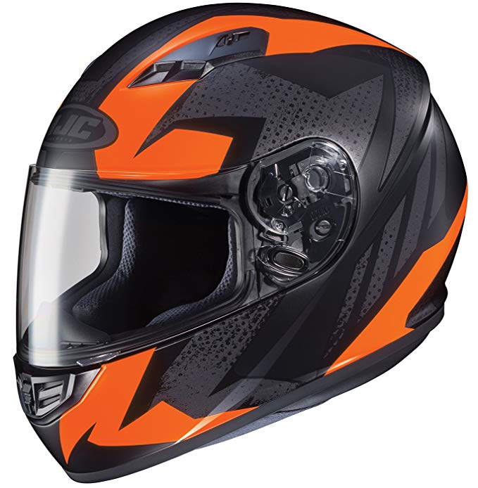 HJC Helmets CS-R3 Unisex-Adult Full Face Treague Motorcycle Helmet (Black/Orange, Medium)