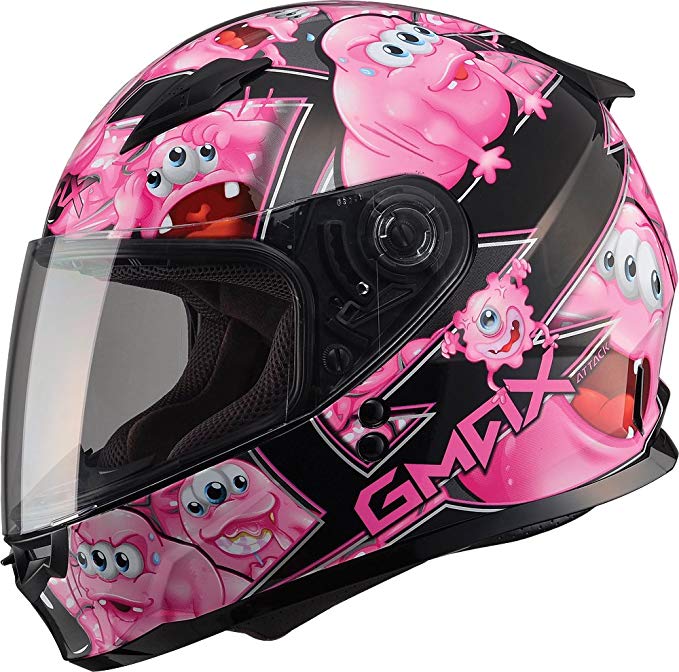 Gmax GM49Y unisex-child full-face-helmet-style Youth Motorcycle Street Helmet Attack (Black/Pink,Small),1 Pack