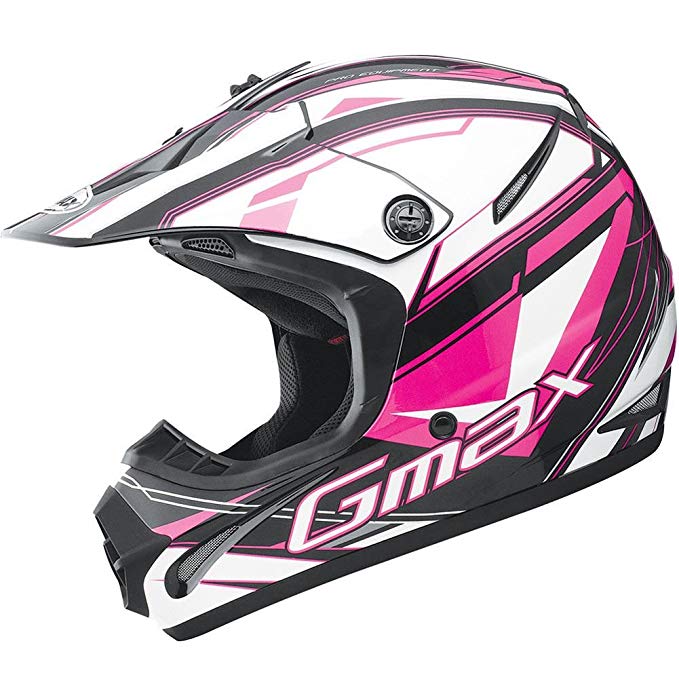 GMAX GM46.2X Traxxion Adult Motorcycle Helmet, Black/Pink/White, X-Large