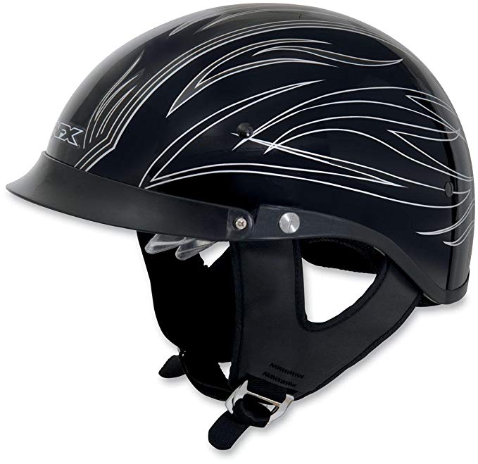 AFX FX-200 Dual Inner Lens Half-Style Beanie Helmet, Silver Pinstripe 0103-0752, Size: Sm