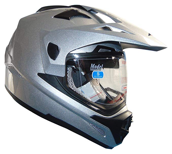 Stealth Cross Tour Dual Sport Helmet (Silver, X-Large)