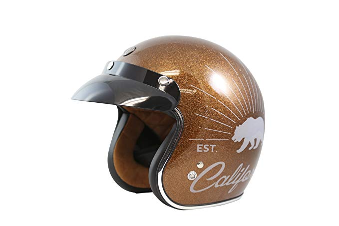 TORC T50 Route 66 Grizzly Open Face Helmet with Graphics (Rootbeer Sparkle, Medium)