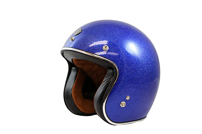TORC T50 Route 66 3/4 Helmet with Super Flake Speciality Paint (Blueberry Blue, Medium)